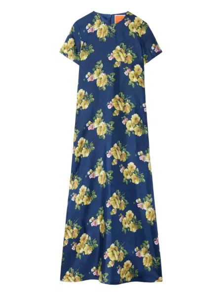 Rochie maxi La Doublej cu model floral cu imagine de costum albastru