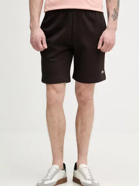 Lacoste teplákové šortky s bavlnou hnědé