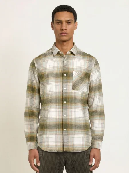 Paul Flanelová Košile Slim Fit khaki / krémová / mátová