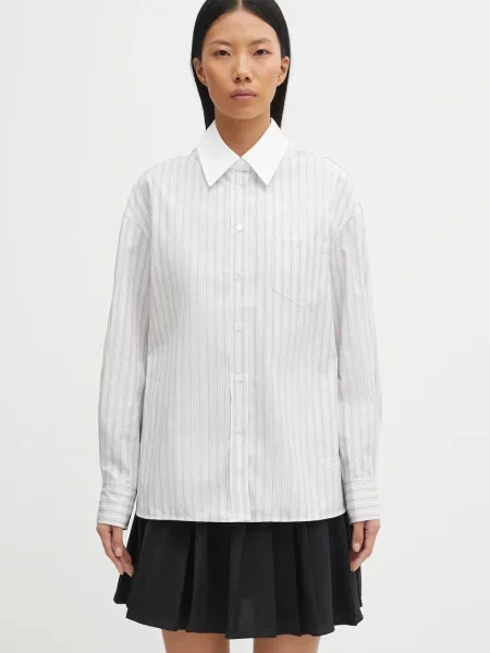 Maison Kitsuné cămașă din Handwriting Boyfriend cu guler clasic regular gri