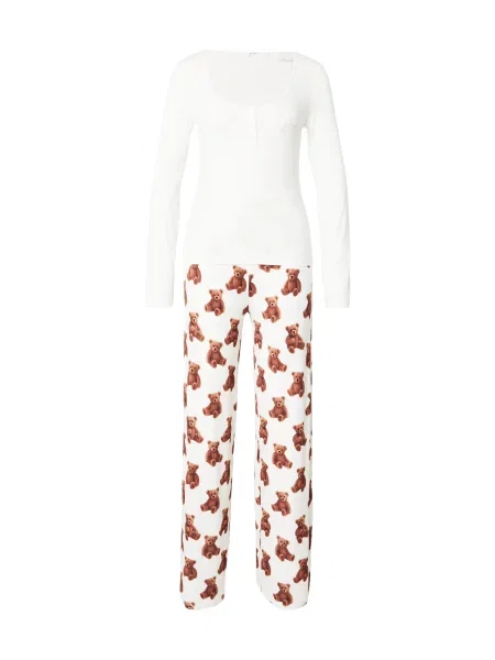 GUESS Pijama ARIA maro deschis / negru alb