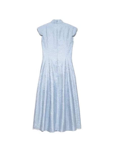 Rochie Shanghai Tang cu paiete cu imprimeu geometric de costum albastru