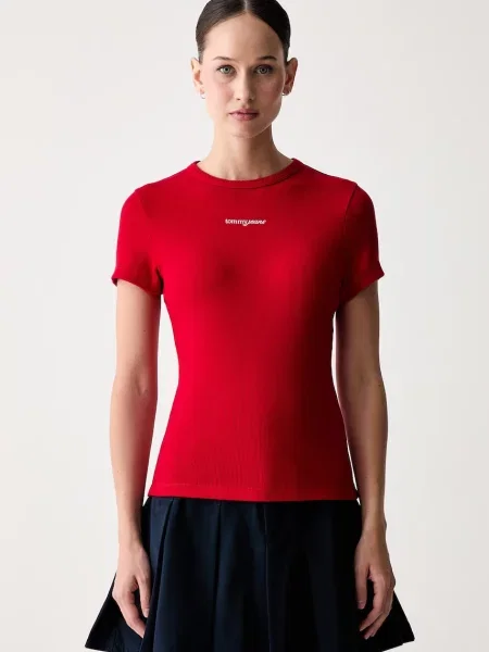 Tommy Jeans tričko s červené