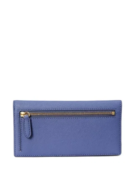 Kožni novčanik Lauren Ralph Lauren s autogramom plava