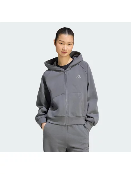 BLUZA Z KAPTUREM MAŁYM LOGO I SUWAKIEM NA CAŁEJ DŁUGOŚCI ADIDAS KIT szara