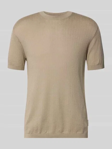 Bluzka z dzianiny z okrągłym dekoltem Armani Exchange beżowa