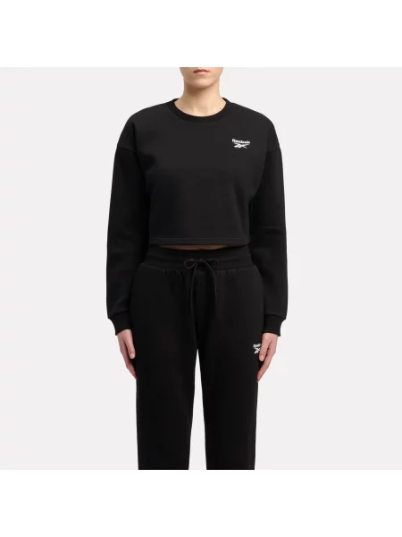 Reebok bluza ID Small Logo Cropped Fleece z okrągłym dekoltemunisex Black Size: czarna