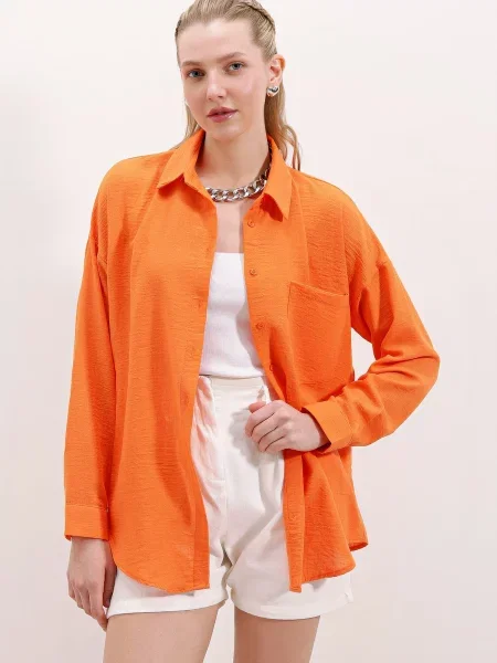 Lniana koszula Bigdart czerwona