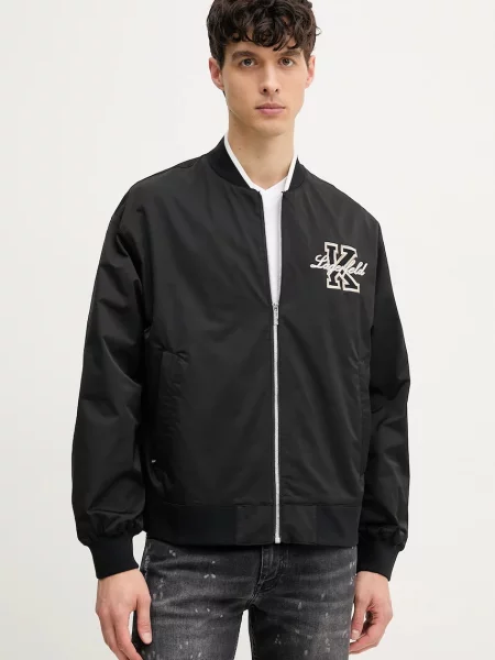 Karl Lagerfeld geacă bomber negru de tranziție alb