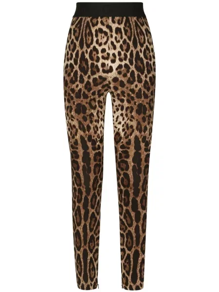 Leggings Dolce & Gabbana cu imagine cu model leopard maro