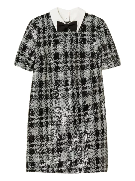 Rochie mini Twinset cu paiete în carouri de costum negru