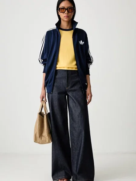 Pruhované tričko Adidas Originals žltá
