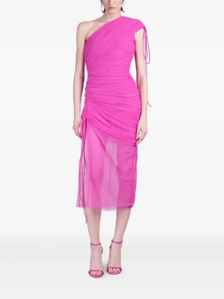 Sukienka Del Core na jednym ramieniu garniturowa różowa
