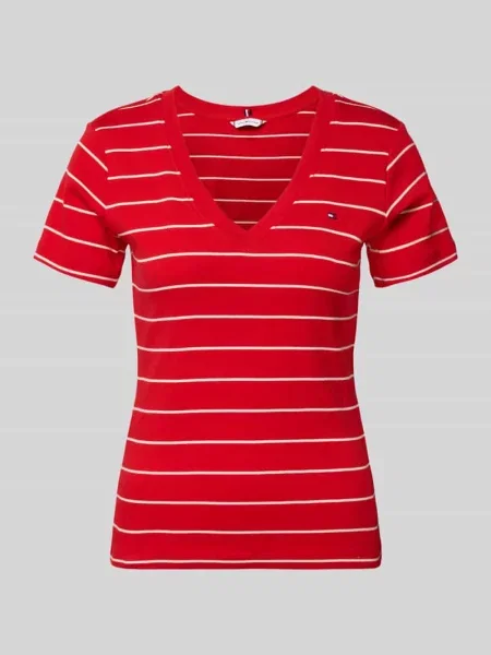 T-shirt Slim Fit z czystej bawełny Tommy Hilfiger czerwona