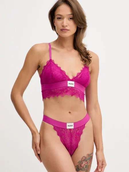 HUGO nohavičky dámske čipkované BRIEF RL LACE fialová