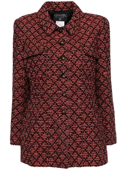 Jednořadá bunda Chanel Pre-owned červená