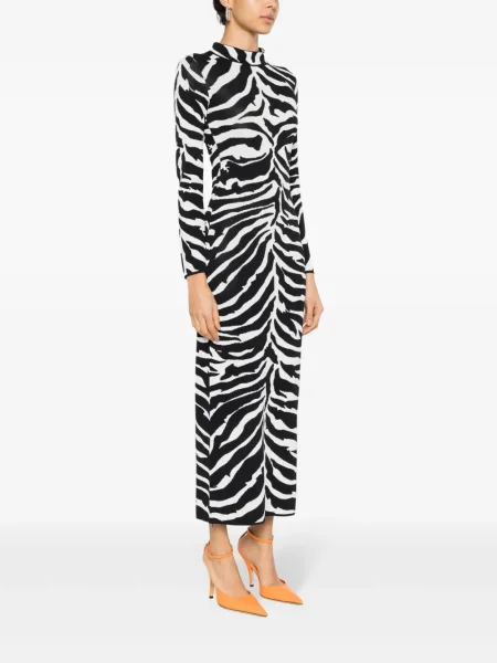 Rochie maxi Ana Radu cu model zebră lungă de costum negru