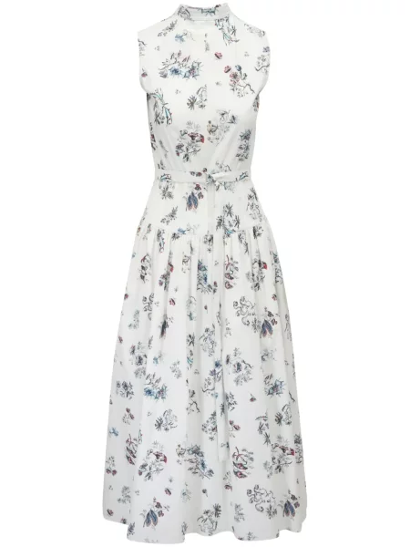 Rochie midi Adam Lippes cu model floral cu imagine alb