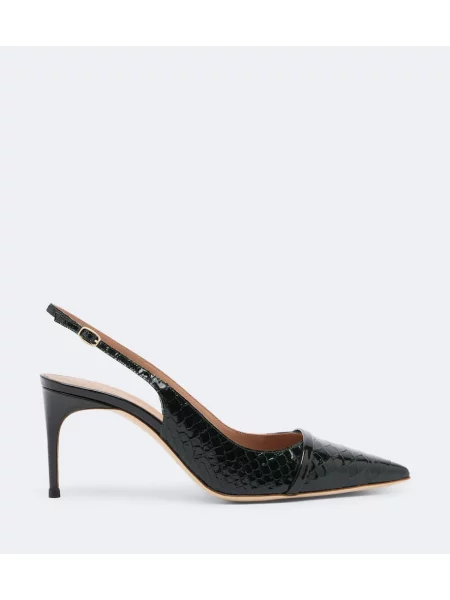 Pantofi cu toc Malone Souliers din piele de lac slingback verde