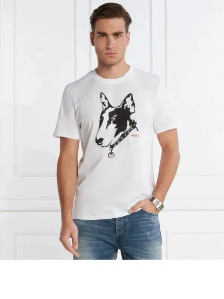 HUGO Tricou Dammock alb