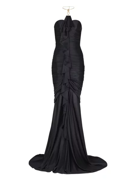 Rochie Balmain drapată de costum negru