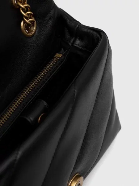 Pinko чанта crossbody дамска от кожа черно