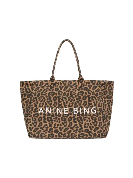 Shopperka Anine Bing w panterkę brązowa