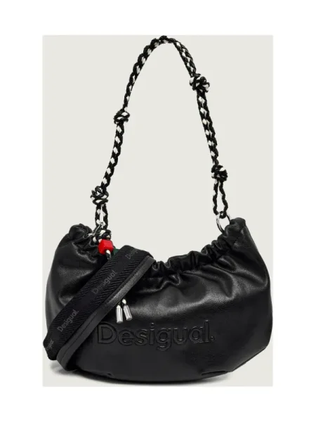 Geanta crossbody Desigual cu autograf negru
