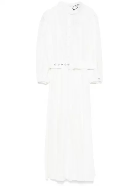Rochie midi Nissa din dantelă până la genunchi de costum alb