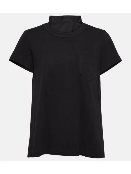 Tricou Sacai din jerseu plisat negru