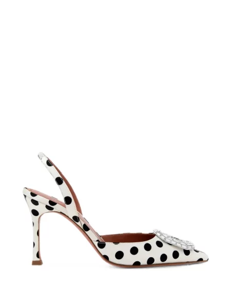 Pantofi cu toc Amina Muaddi cu buline alb
