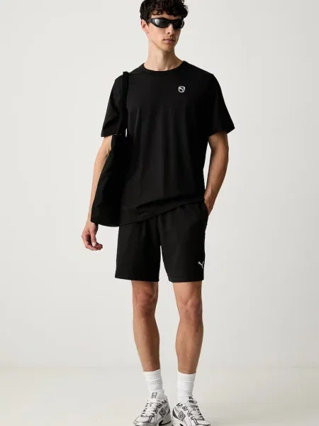 Puma teplákové šortky s bavlnou Essentials Elevated černé