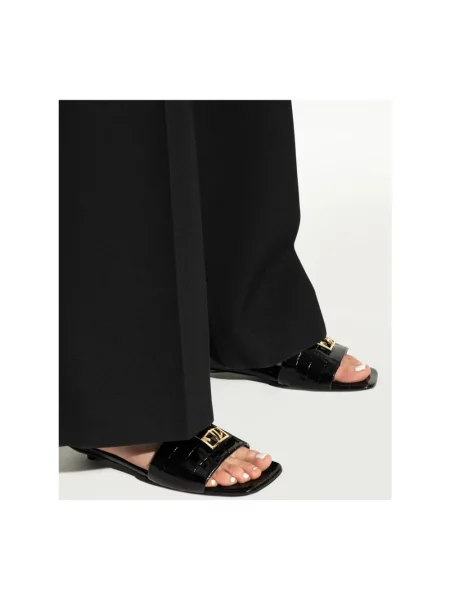 Anine Bing klapki skórzane Ria Sandals Monogram na małym czarny
