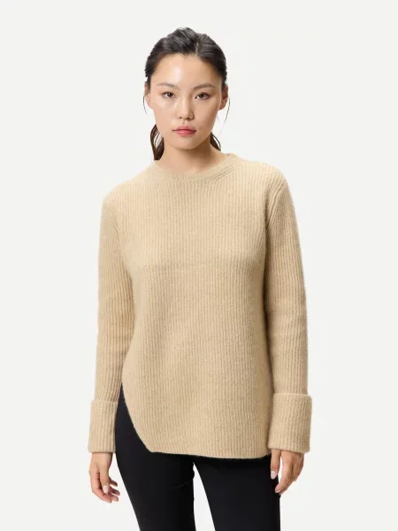 GOBI Cashmere Pulover Cashmere Sweater with Detachable Collar' bej