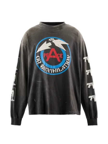 Lung tricou Saint Mxxxxxx cu imagine negru