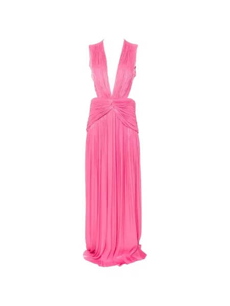 Maxi rochie maxi Costarellos cu decolteu în V de costum roz