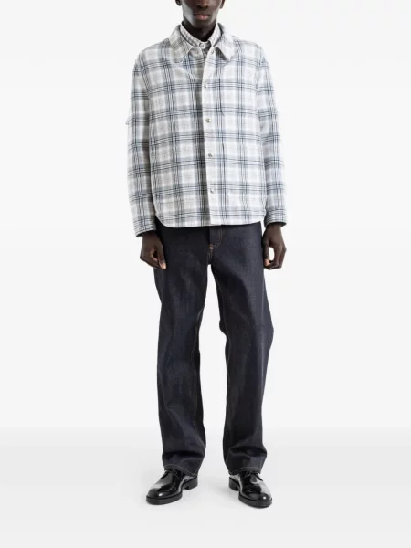 Geacă cămașă Thom Browne în carouri alb