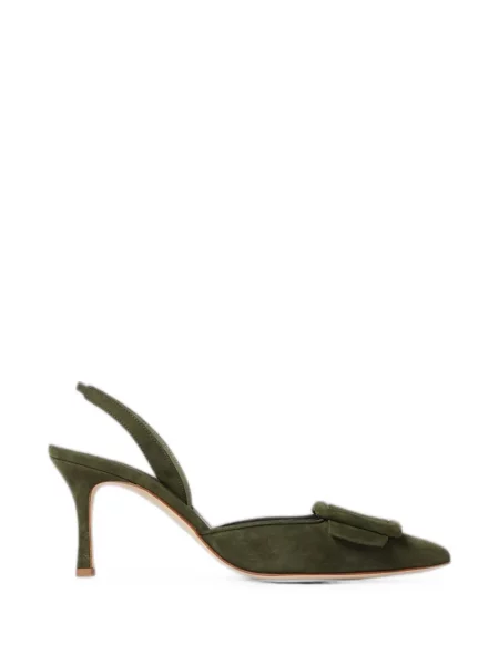 Semišové lodičky Manolo Blahnik s přezkou zelené
