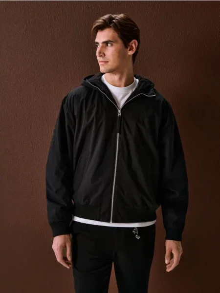 Sinsay Kurtka bomberka z kapturem czarny