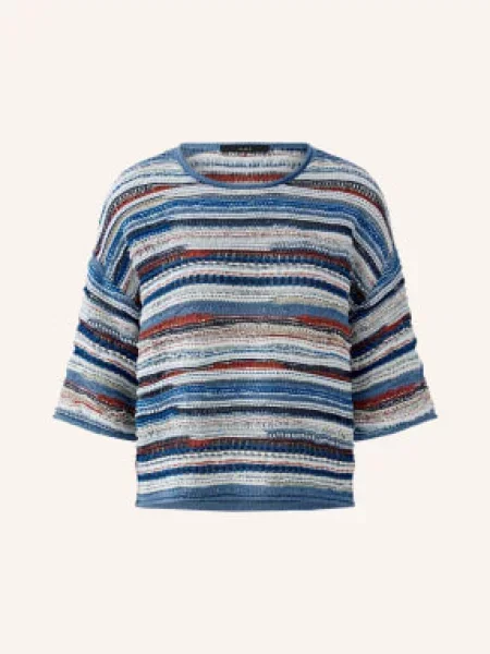 Oui Svetr S Flitry A Rukávy modrá / tmavě červená bílá