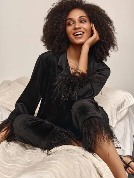 Велюрова костюмна піжама Anabel Arto чорна