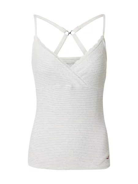 HOLLISTER Top gri amestecat / murdar alb