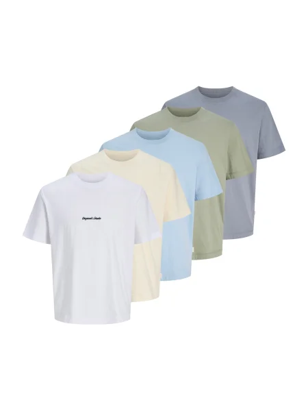 JACK & JONES Tricou JORNORREBRO crem / albastru deschis / oliv alb