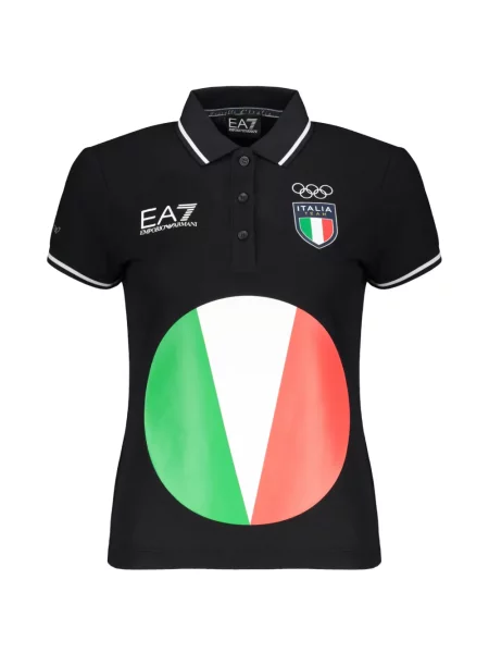 Krátký polotričko Ea7 Emporio Armani s potiskem černé