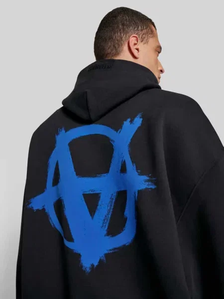 Bluza z kapturem o kroju oversized z nadrukiem z logo Vetements czarna