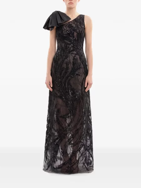 Rochie maxi Saiid Kobeisy cu funde asimetrică negru