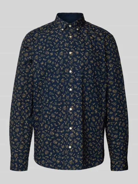 Koszula casualowa o kroju regular fit z kołnierzykiem typu button down Montego granatowa