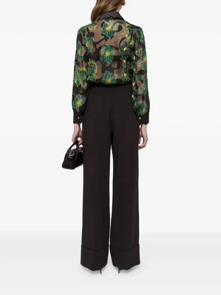 Top Nissa cu model floral negru