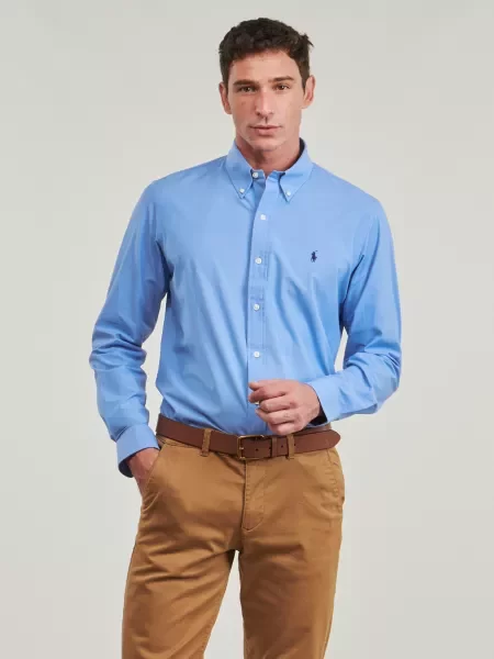 Polo Ralph Lauren košulja za muškarce s pamukom plava