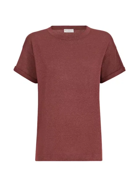 Ușor tricou Brunello Cucinelli de mătase roșu